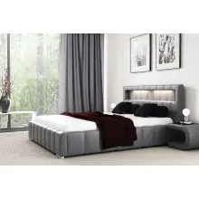 PRATO T3 łóżko tapicerowane z LED 140x200 ze stelażem i pojemnikiem